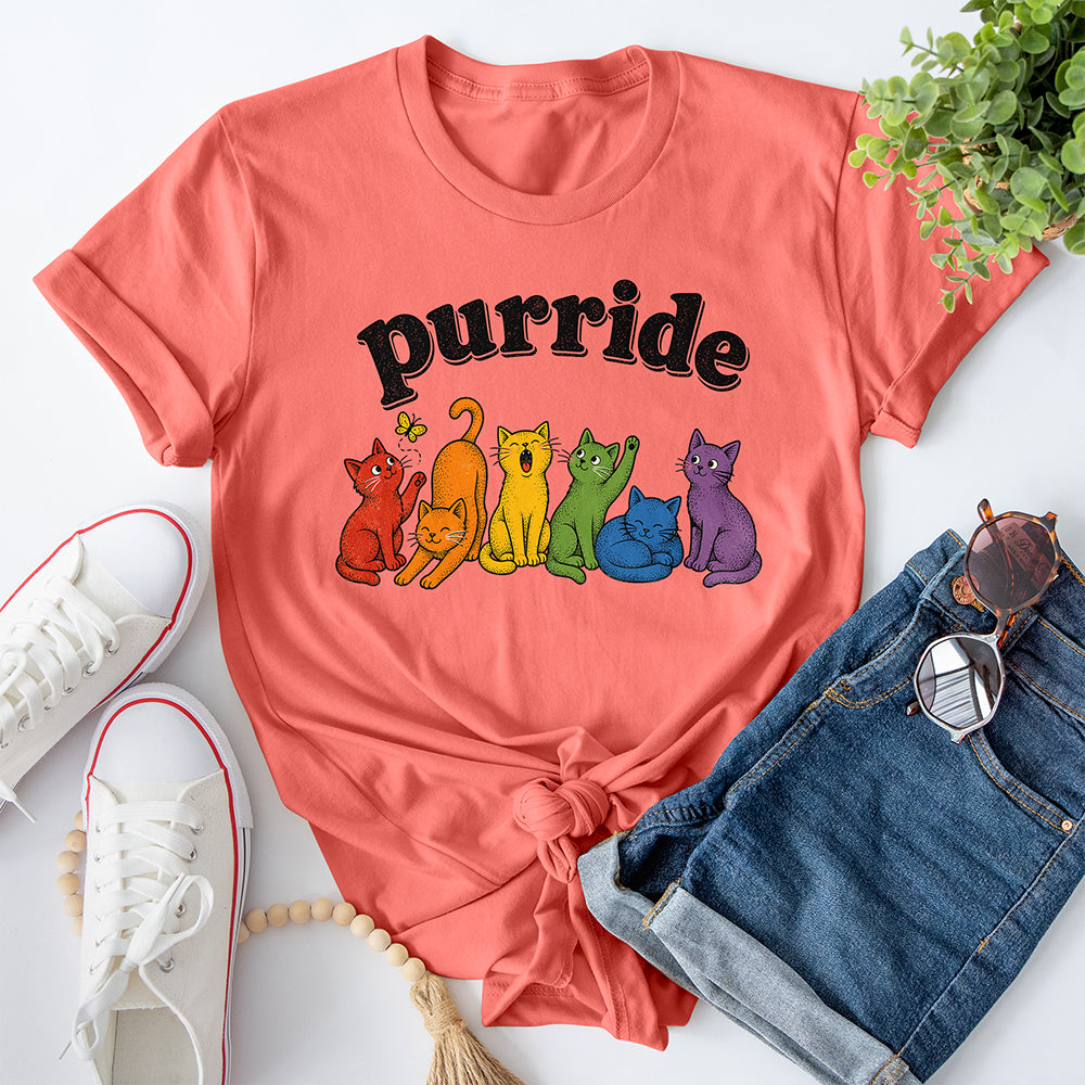 Purride Cats Tee — Coral Silk