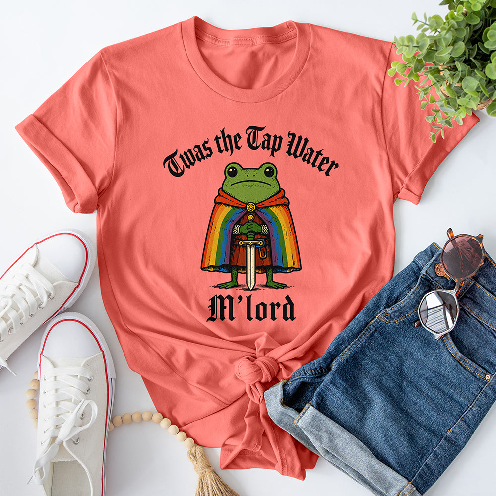 Twas the Tap Water M'lord Tee — Coral Silk
