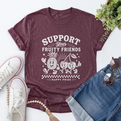 Fruity Friends Tee — Heather Maroon