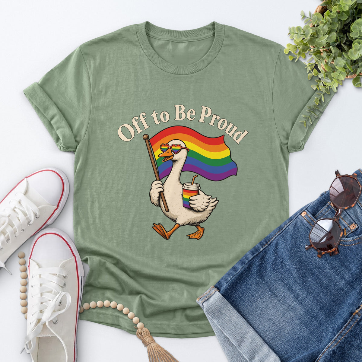 Off to Be Proud Tee — Sage