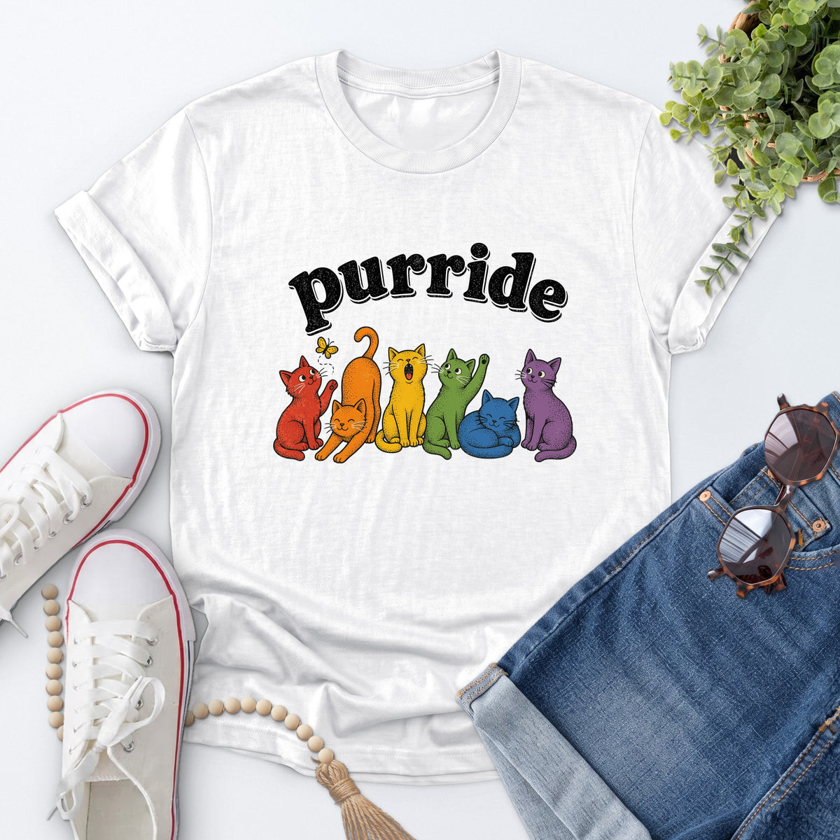 Purride Cats Tee — White