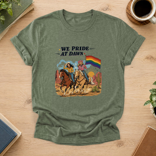 Pride At Dawn Tee — Heather Military Green