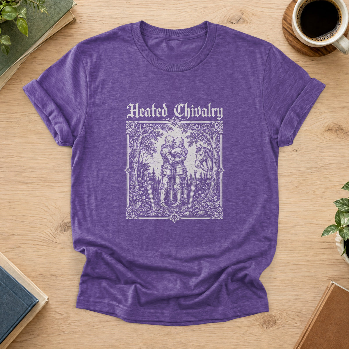 Heated Chivalry Tee — Heather Purple
