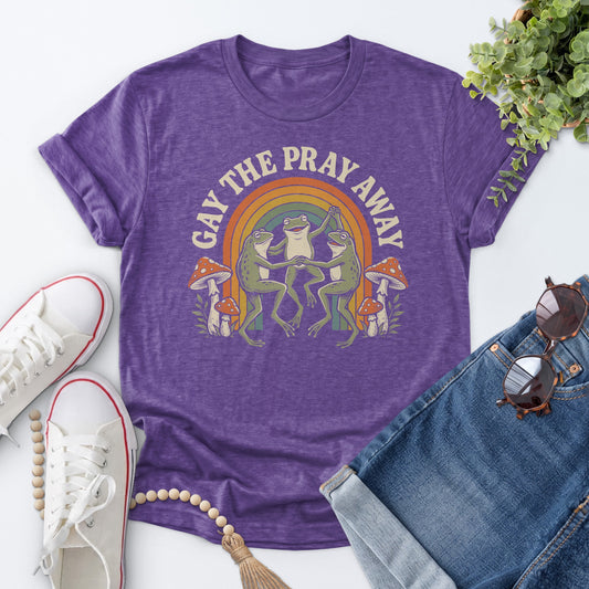 Gay The Pray Away Tee — Heather Purple