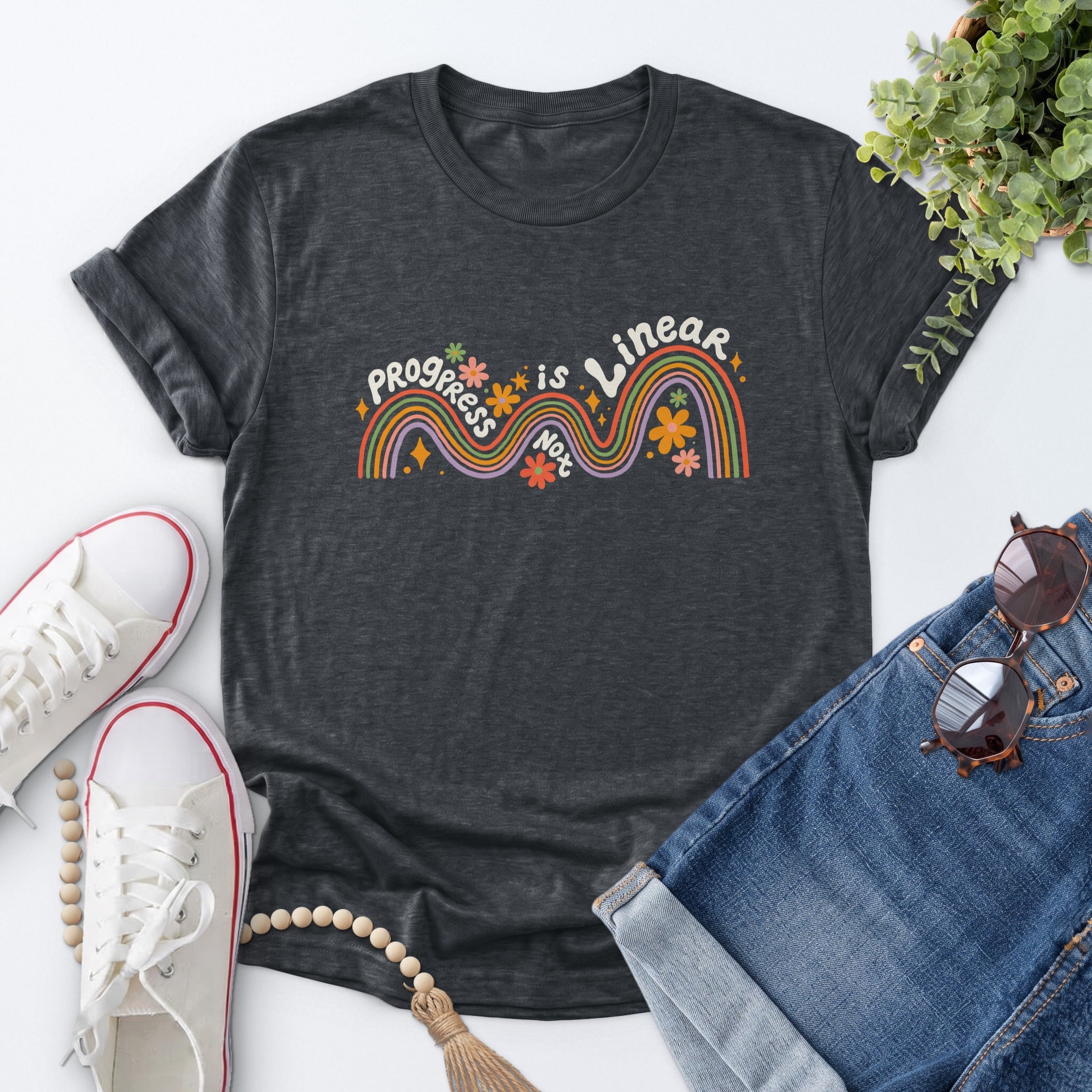 Progress Is Not Linear Tee — Dark Heather