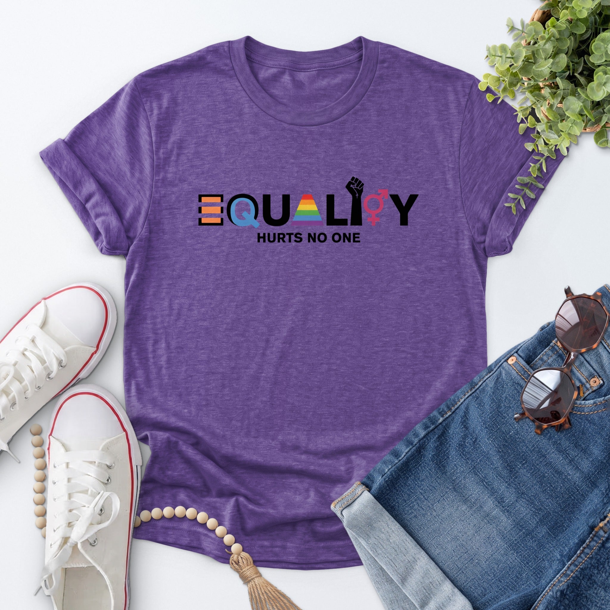 Equality Hurts No One Tee — Heather Purple