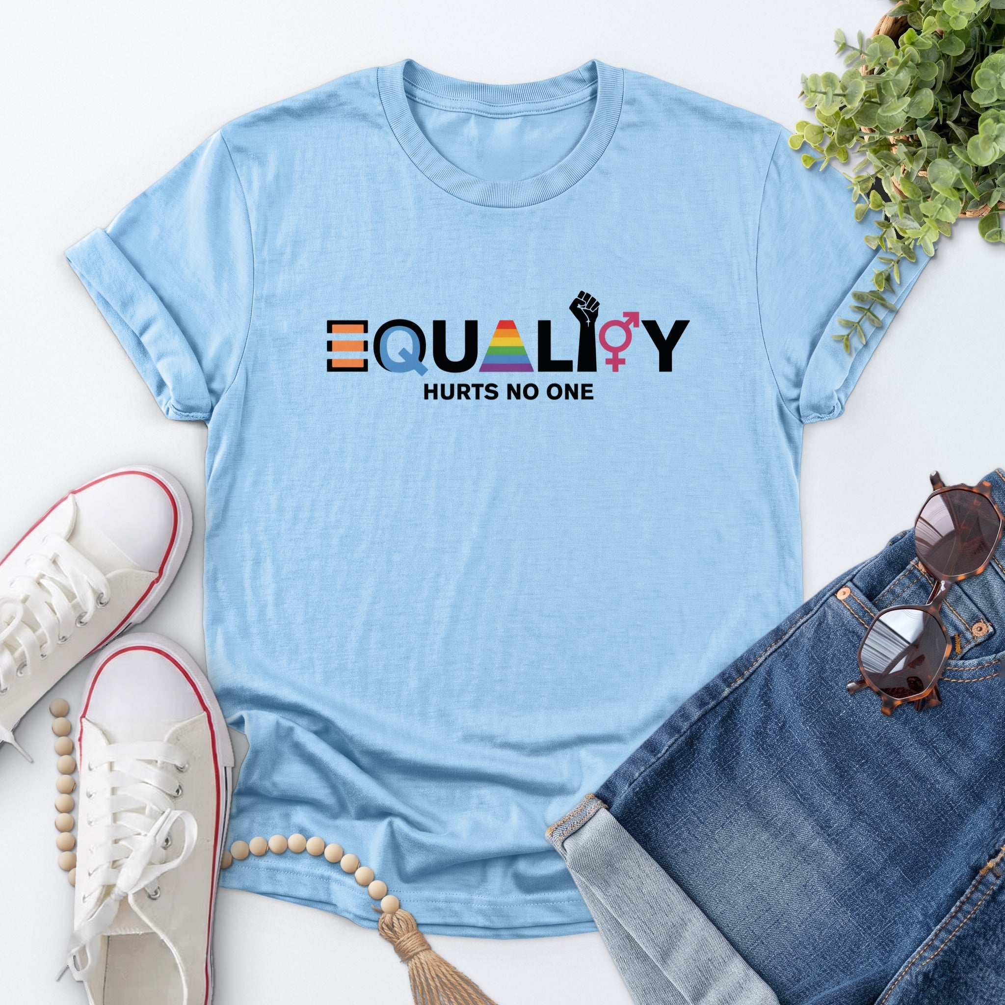 Equality Hurts No One Tee — Light Blue