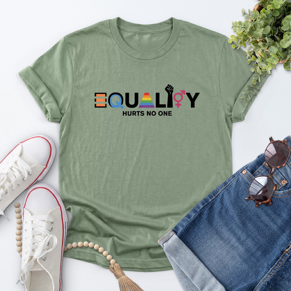 Equality Hurts No One Tee — Sage