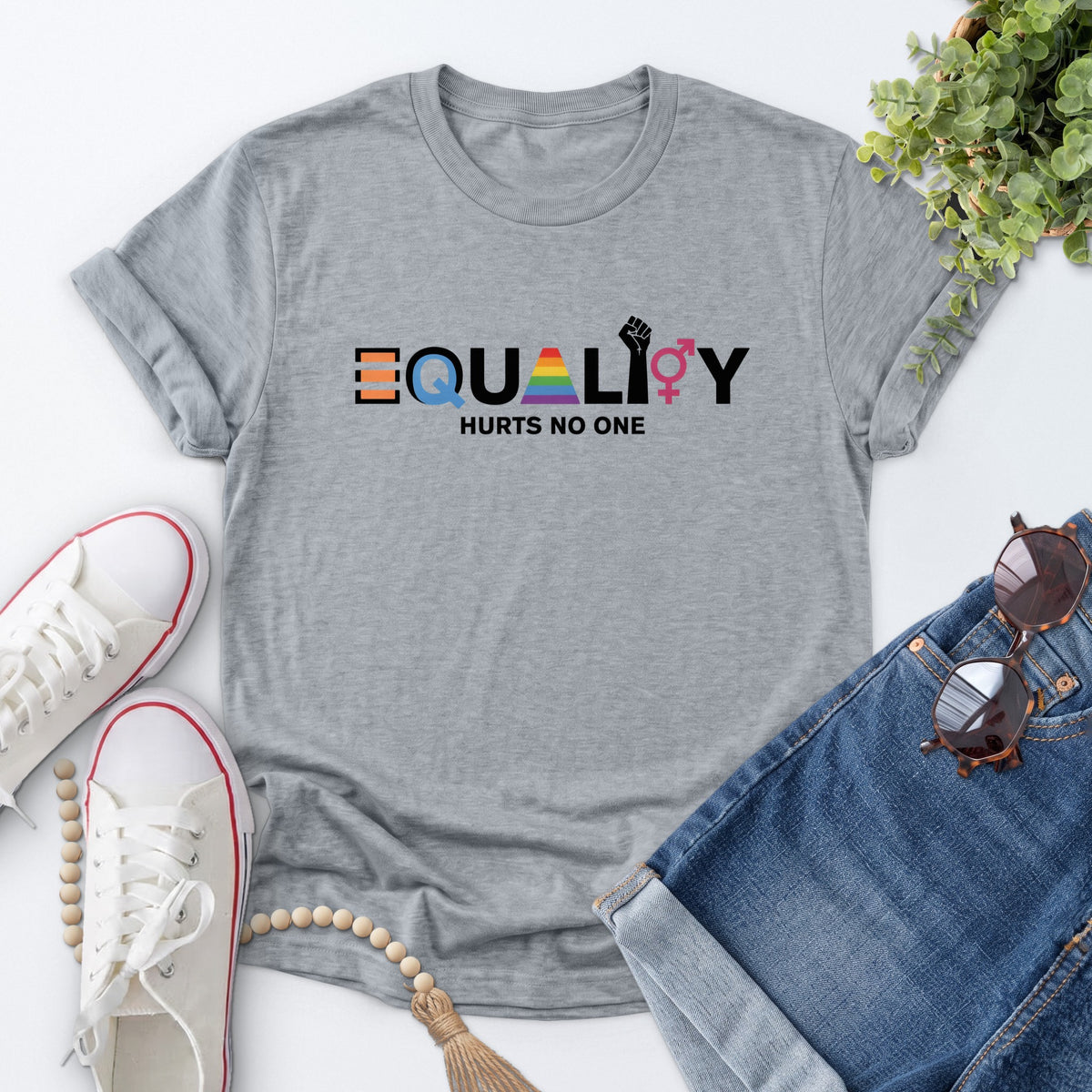 Equality Hurts No One Tee — Sports Gray