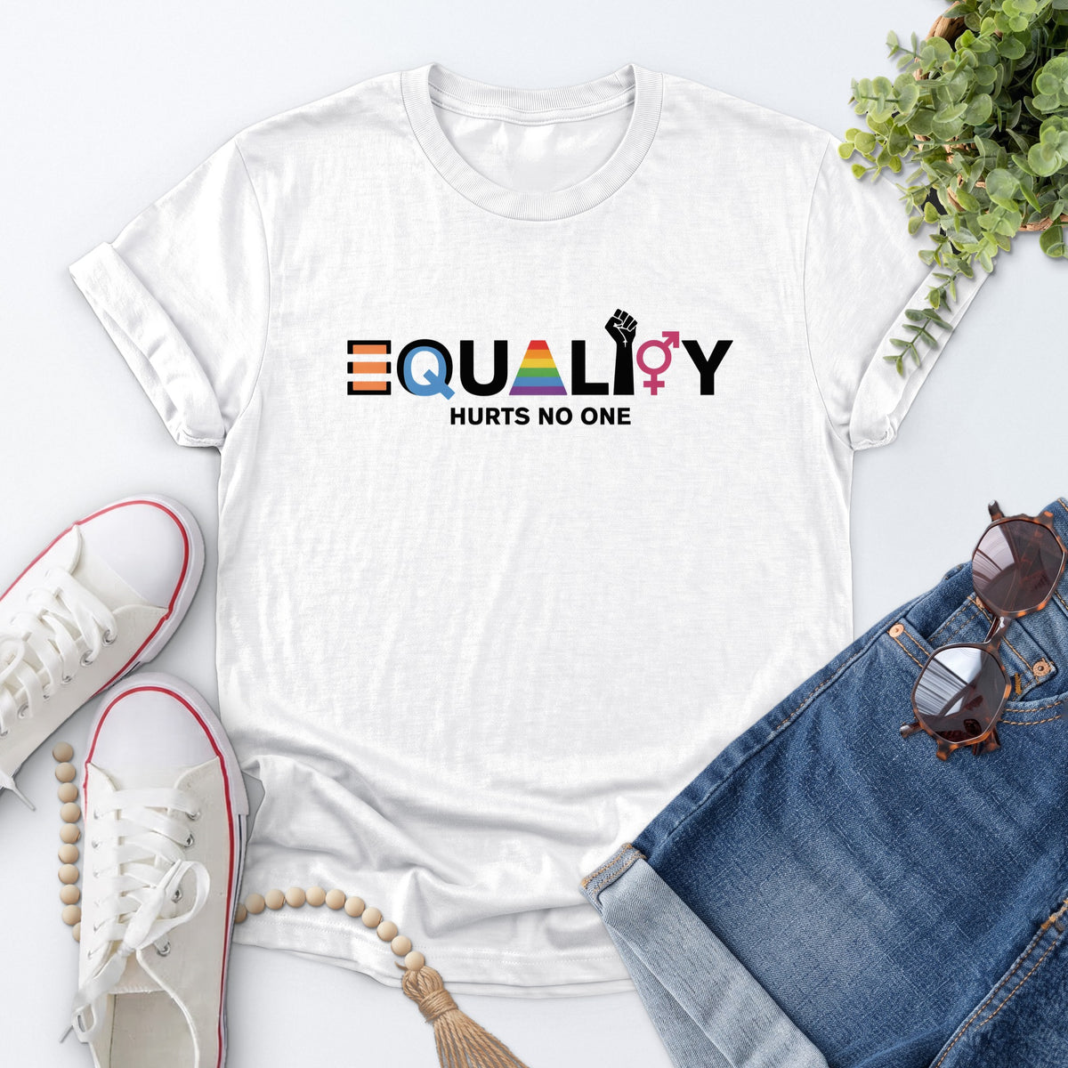 Equality Hurts No One Tee — White