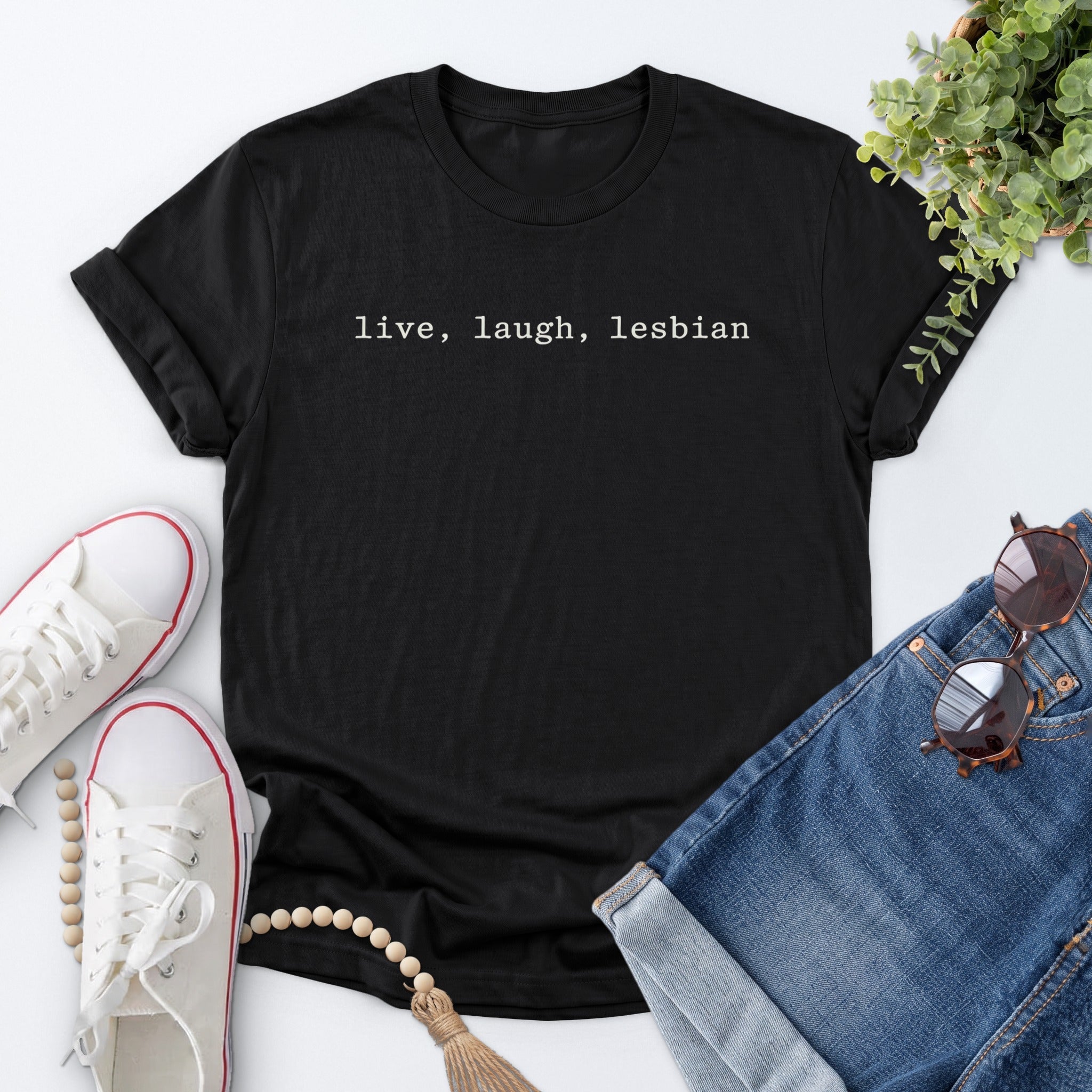 Live Laugh Lesbian Tee — Black
