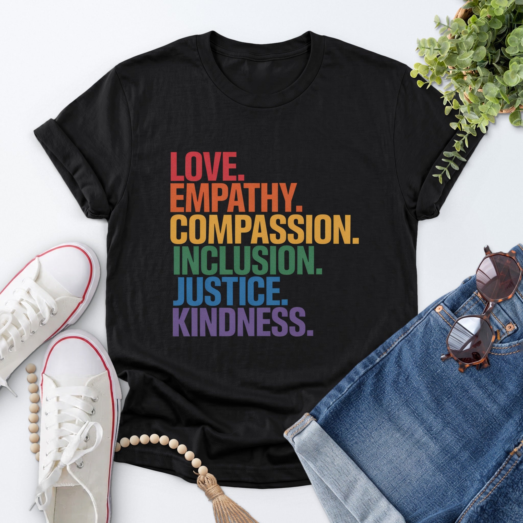 Rainbow Values Tee — Black