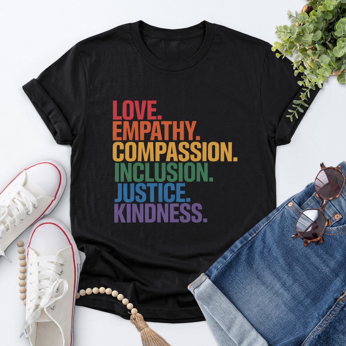 Rainbow Values Tee — Black