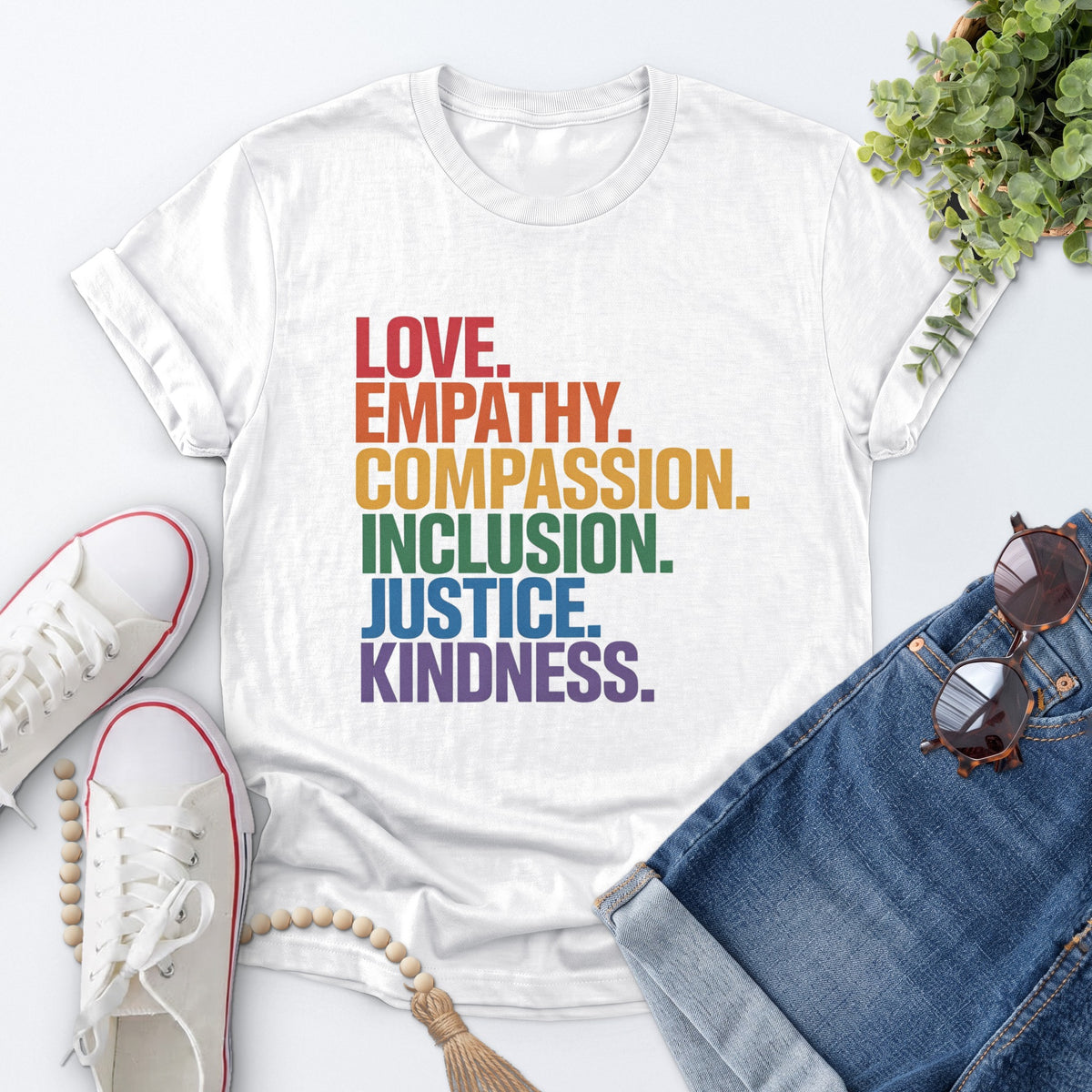 Rainbow Values Tee — White