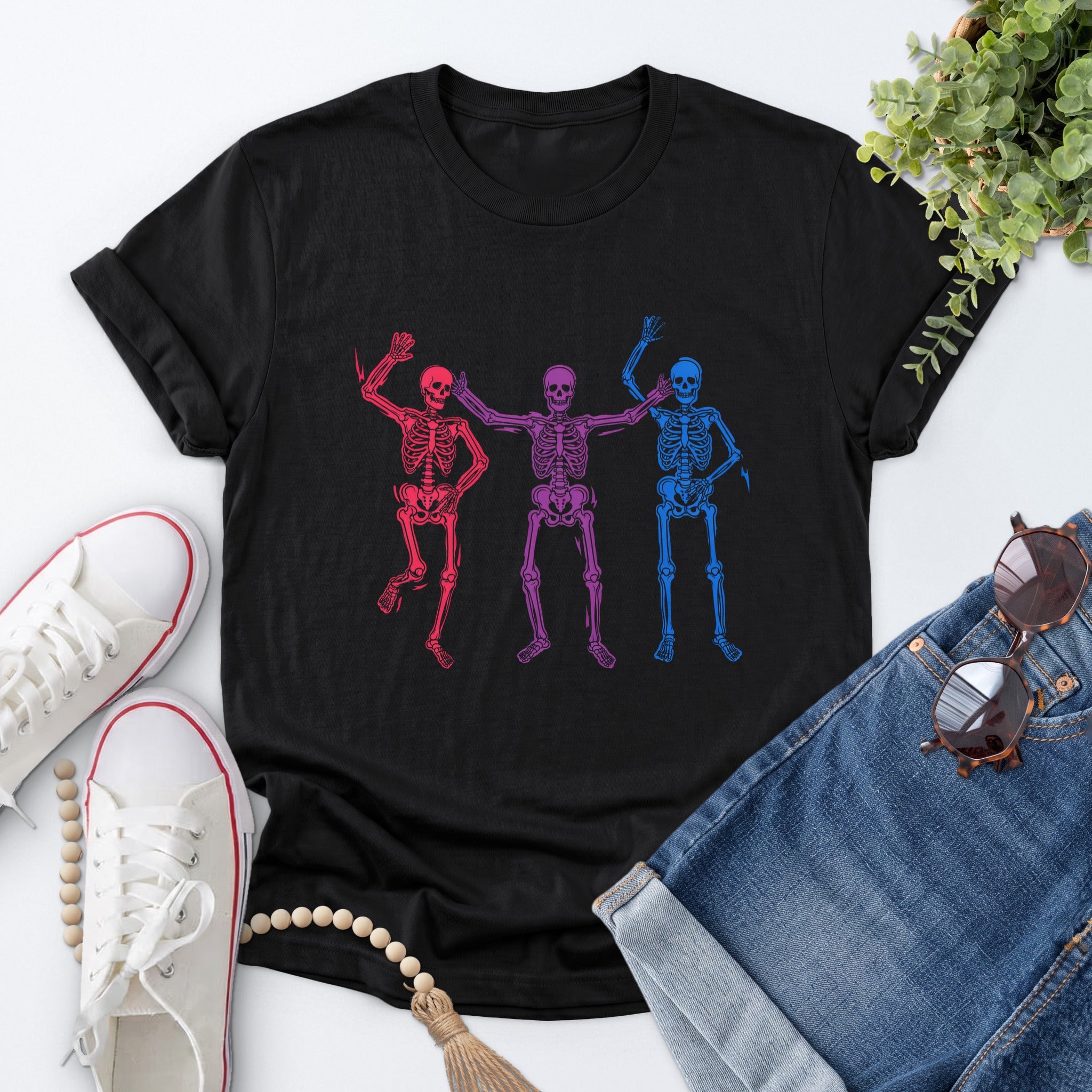 Dancing Skeleton Pride Tee — Black