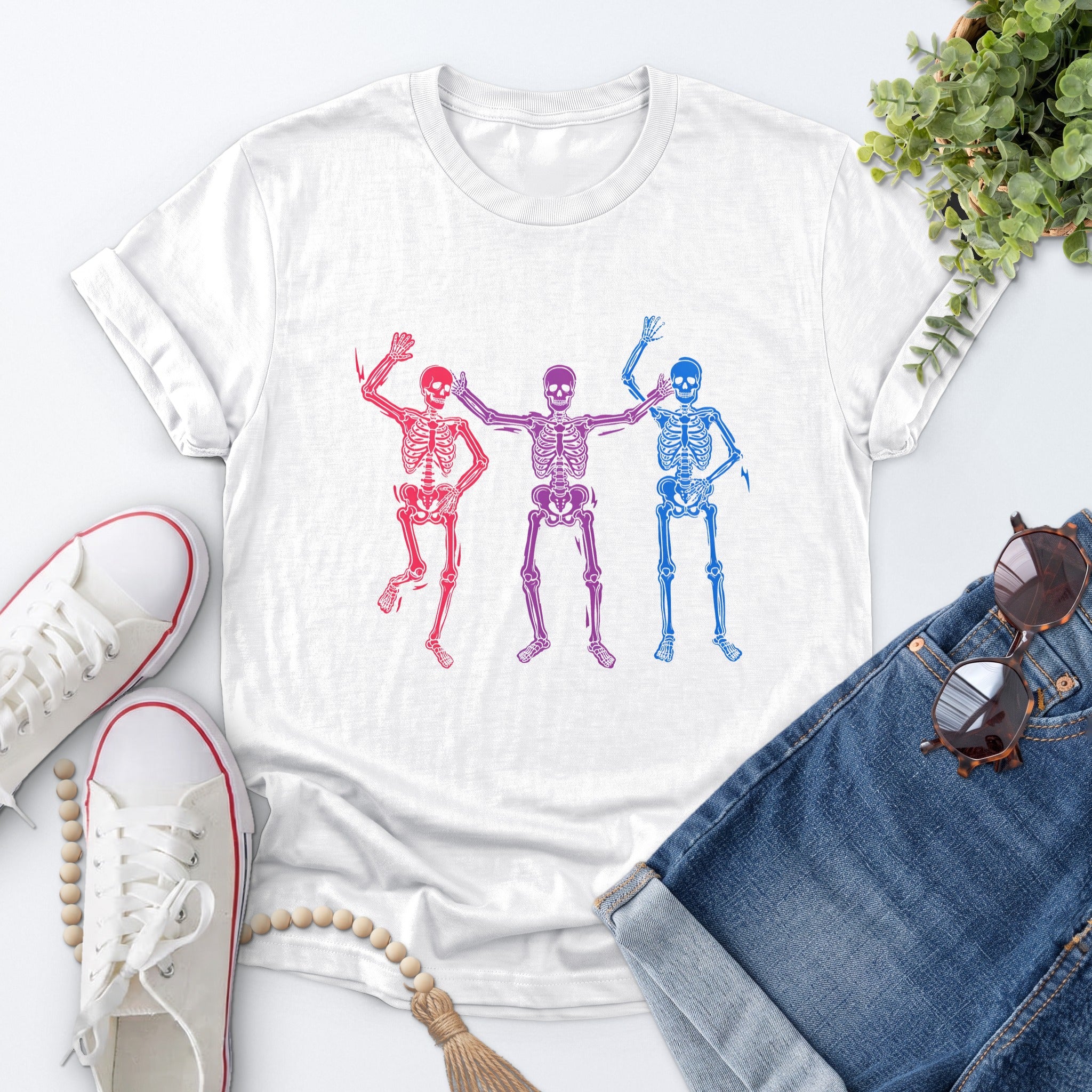 Dancing Skeleton Pride Tee — White