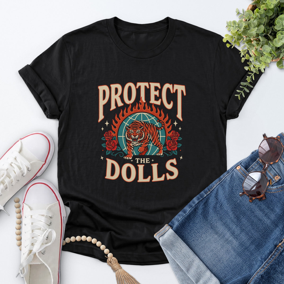 Protect The Dolls Tiger Tee — Black