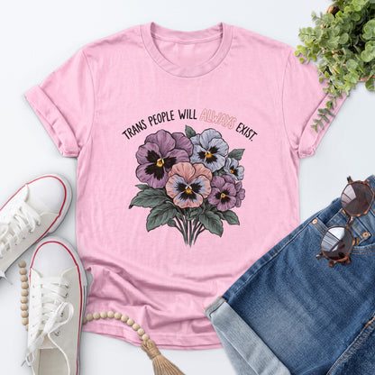 Trans Pride Pansy Bouquet Tee — Light Pink