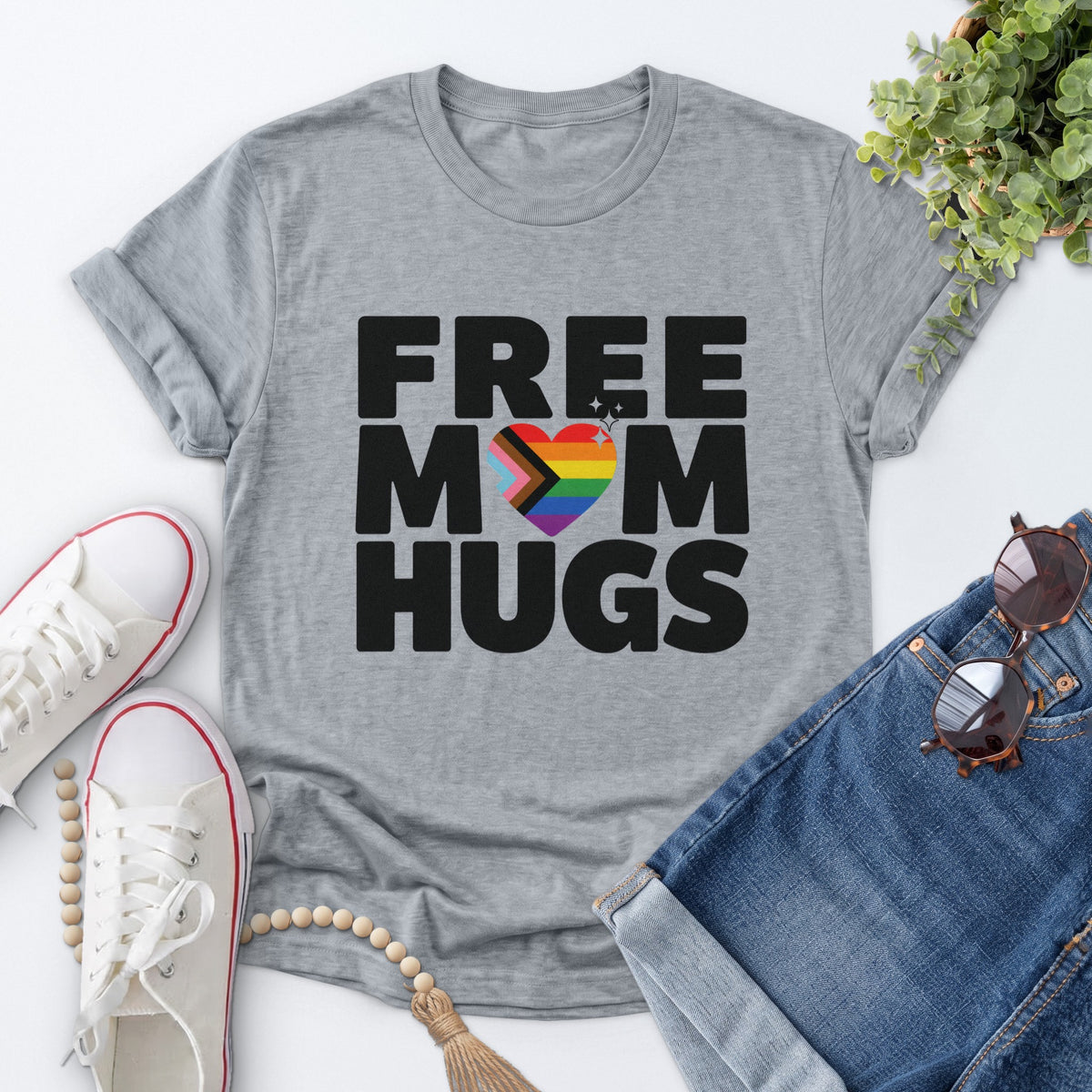 Free Mom Hugs Tee — Sports Gray