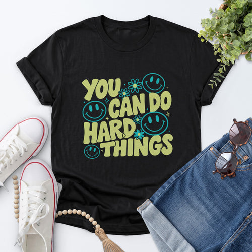 Hard Things Smiley Tee — Black
