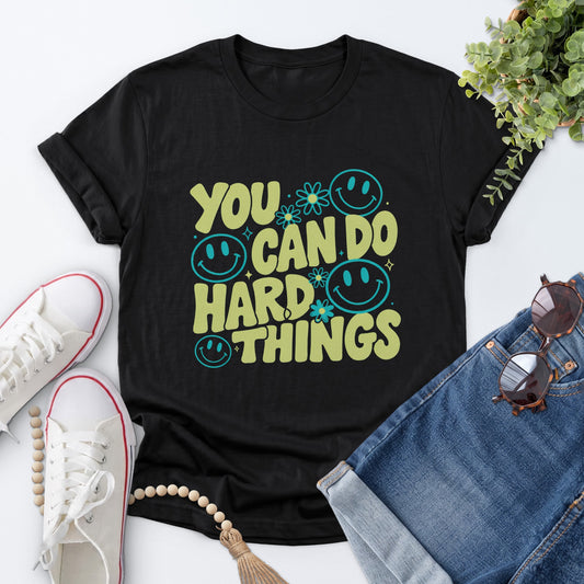Hard Things Smiley Tee — Black