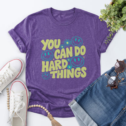 Hard Things Smiley Tee — Heather Purple