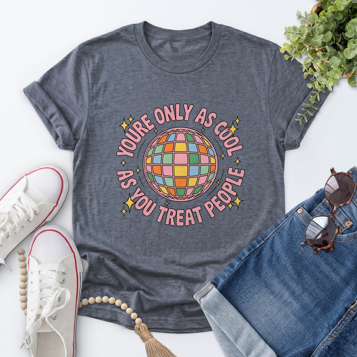 Kindness Disco Ball Tee — Heather Indigo