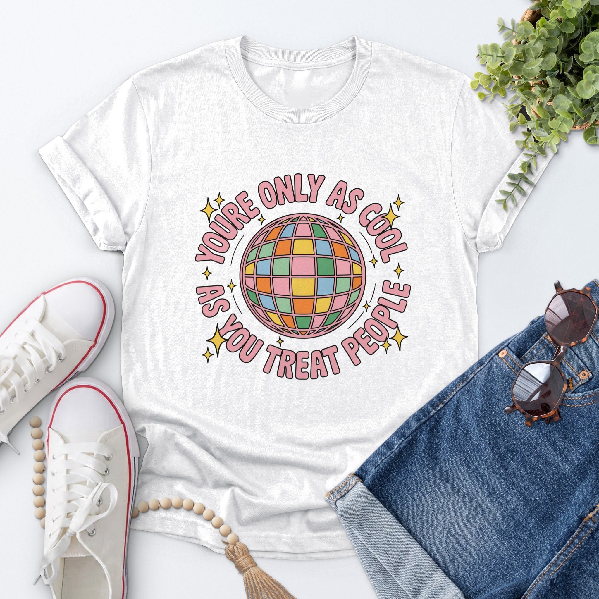 Kindness Disco Ball Tee — White