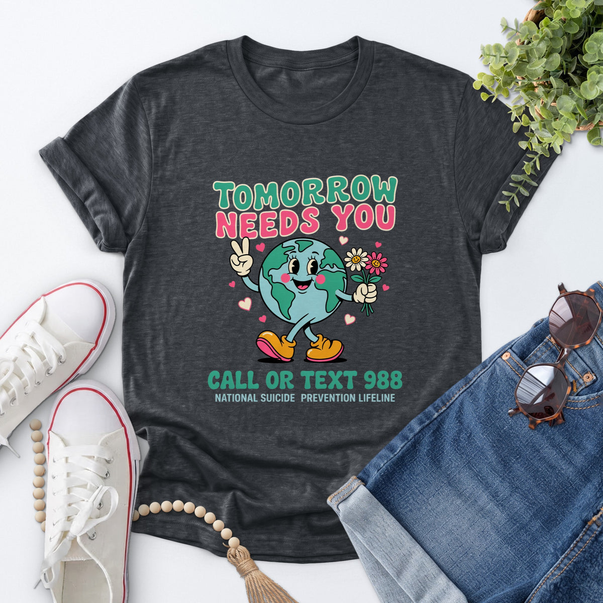 Tomorrow Needs You Tee — Dark Heather