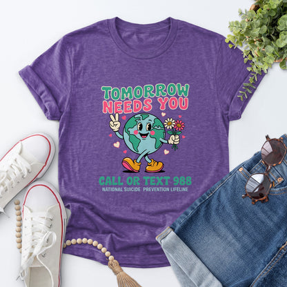 Tomorrow Needs You Tee — Heather Purple