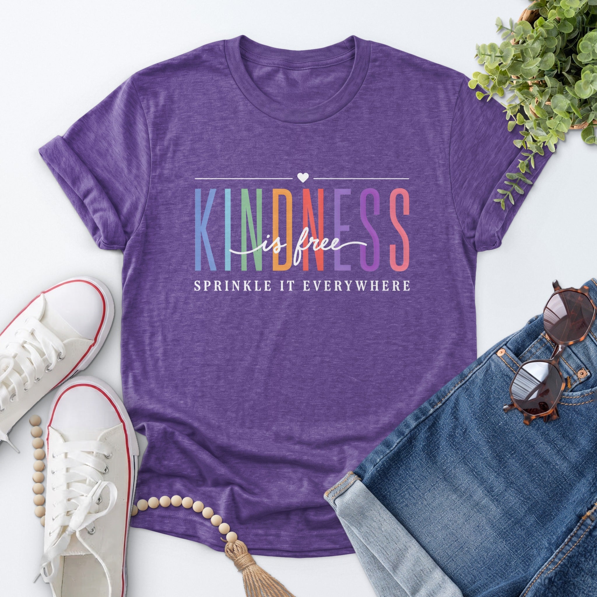 Kindness Is Free Tee — Heather Purple