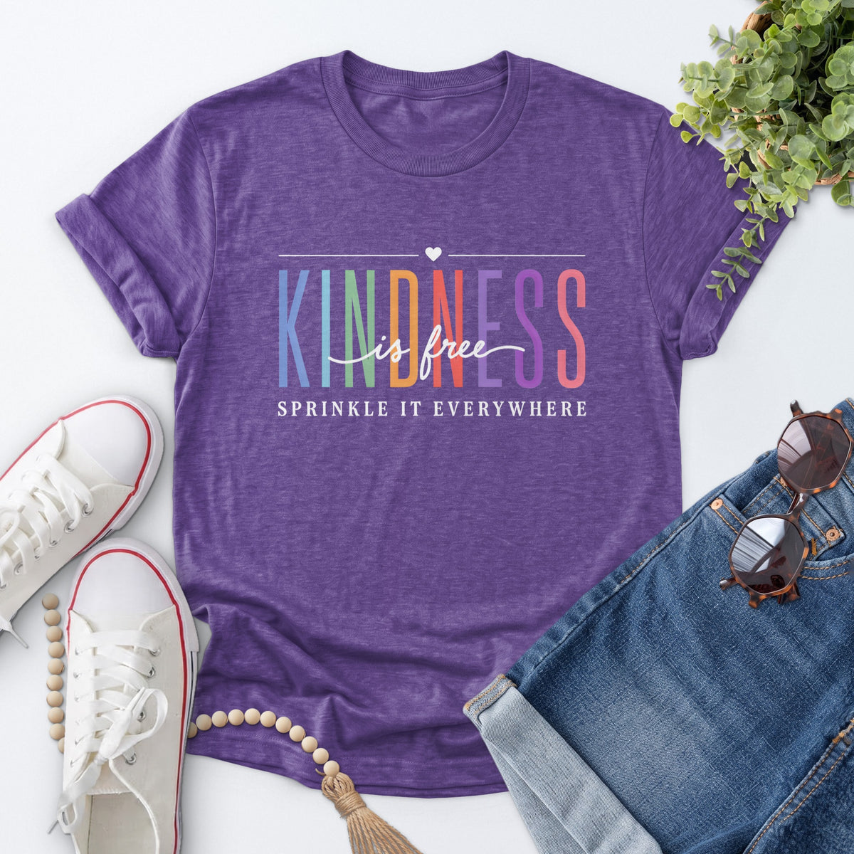 Kindness Is Free Tee — Heather Purple