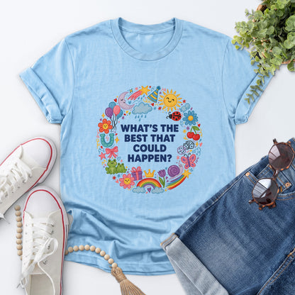Optimistic Doodle Wreath Tee — Light Blue