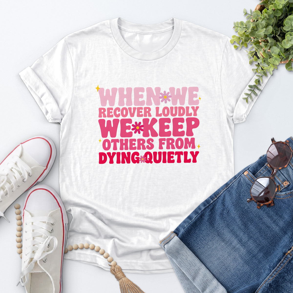 Recover Loudly Tee — White