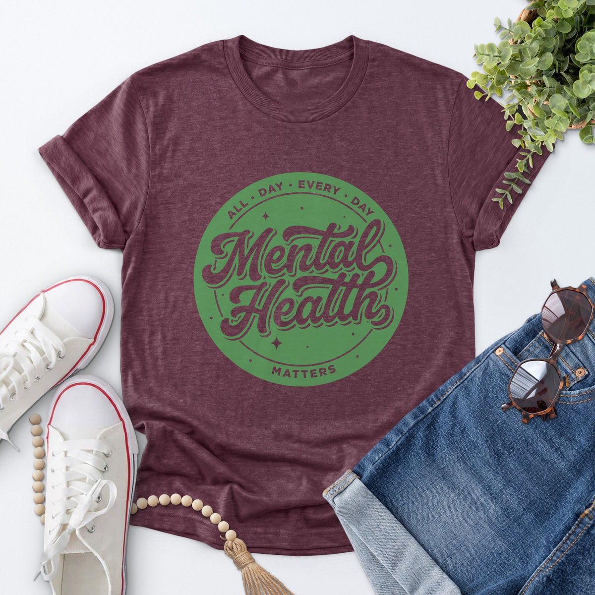 Mental Health Matters Tee — Heather Maroon