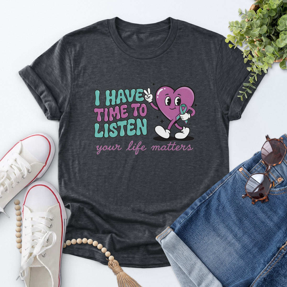 Time To Listen Tee — Dark Heather