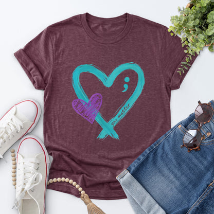 You Matter Heart Tee — Heather Maroon