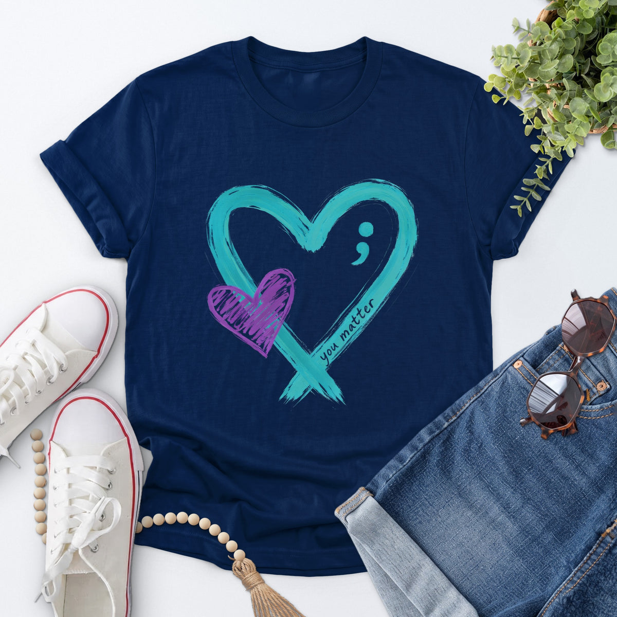 You Matter Heart Tee — Navy