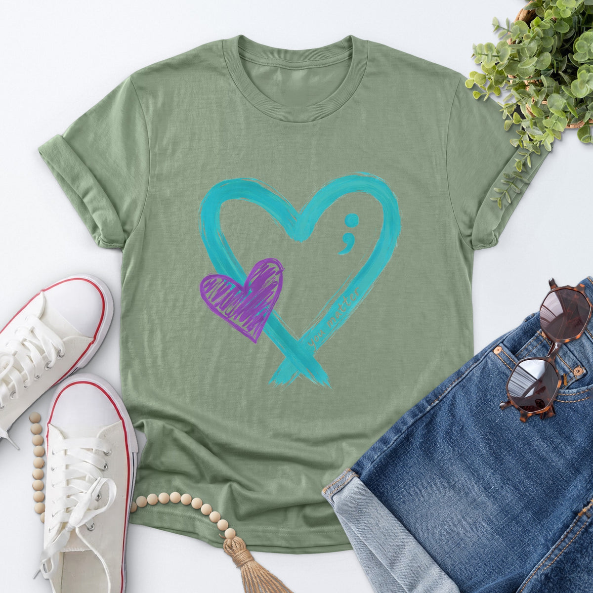 You Matter Heart Tee — Sage