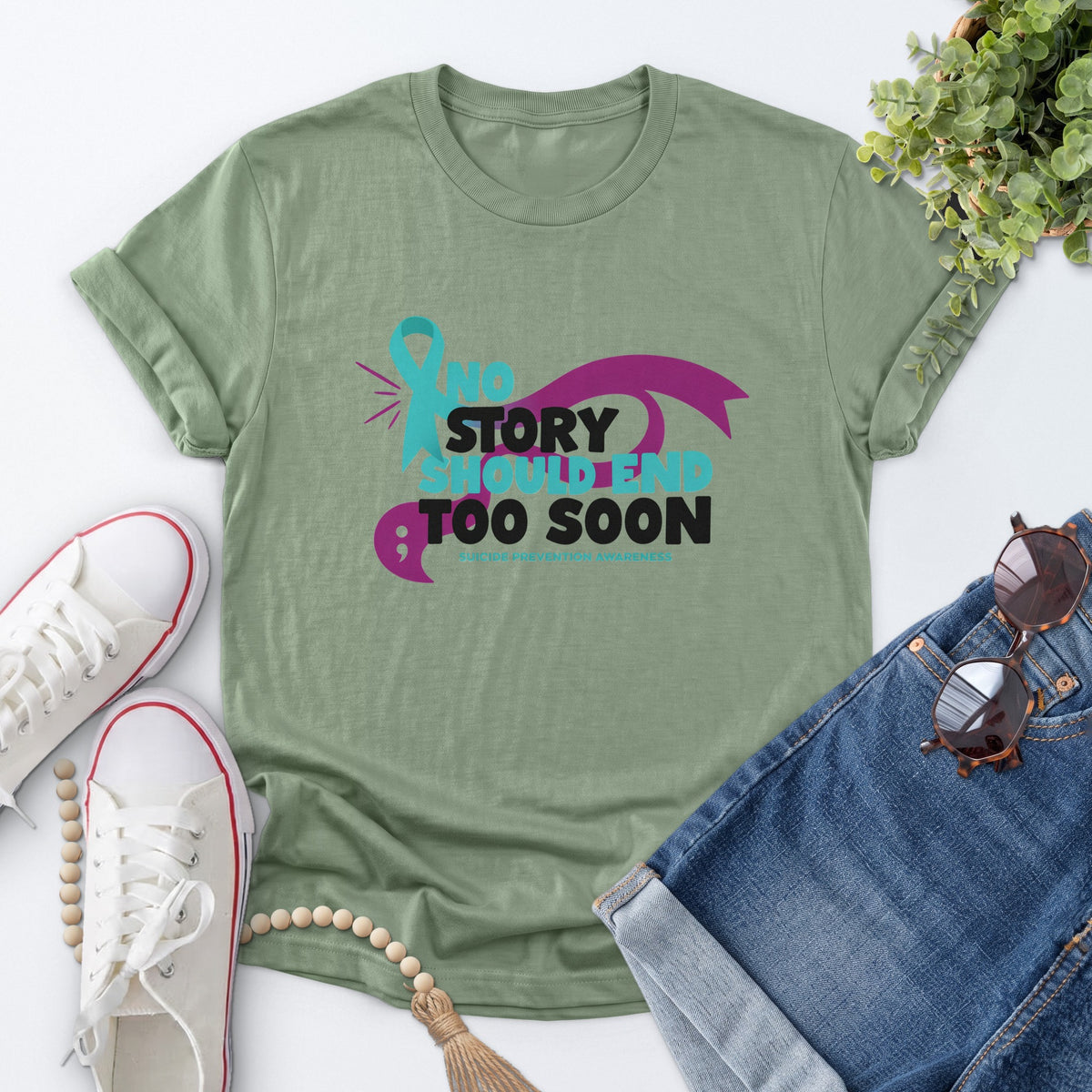 Suicide Prevention Awareness Tee — Sage