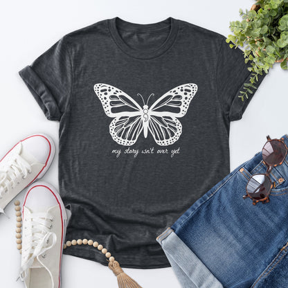 Semicolon Butterfly Tee — Dark Heather