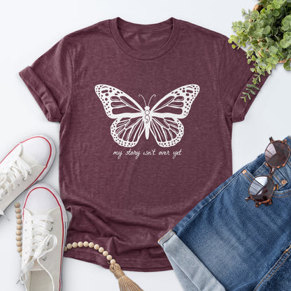 Semicolon Butterfly Tee — Heather Maroon