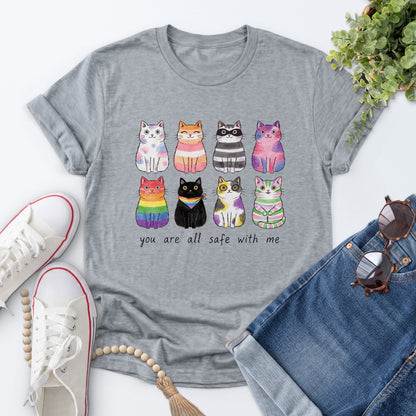 Safe With Me Cats Tee — Sports Gray