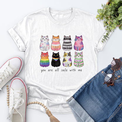 Safe With Me Cats Tee — White