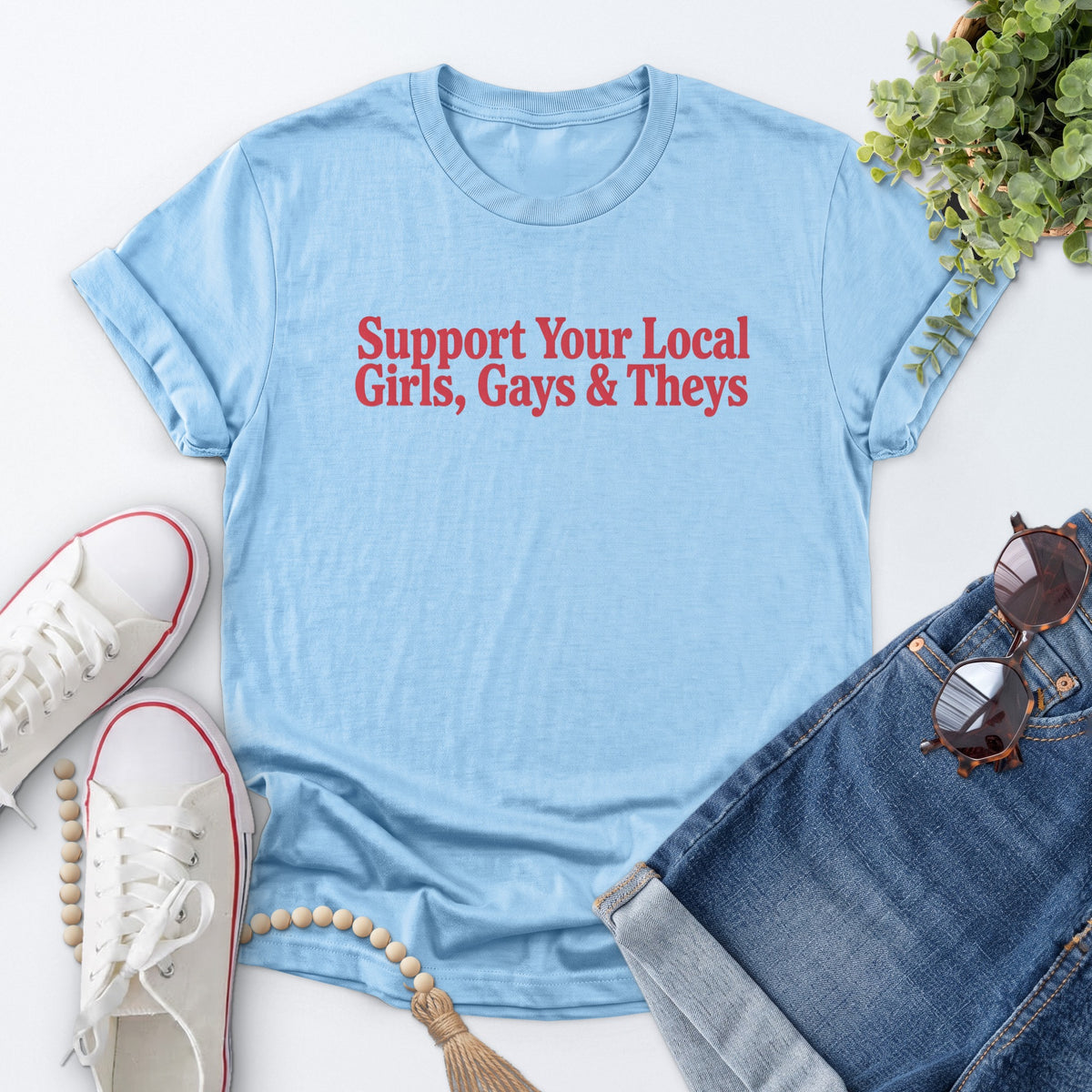 Girls Gays And Theys Tee — Light Blue