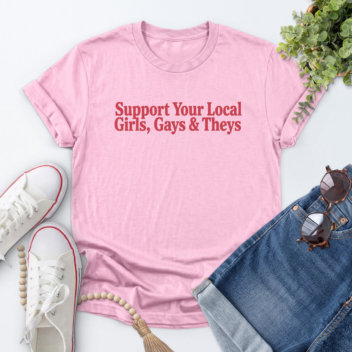 Girls Gays And Theys Tee — Light Pink