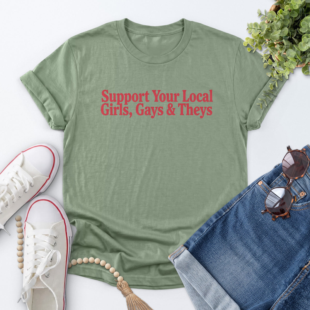 Girls Gays And Theys Tee — Sage