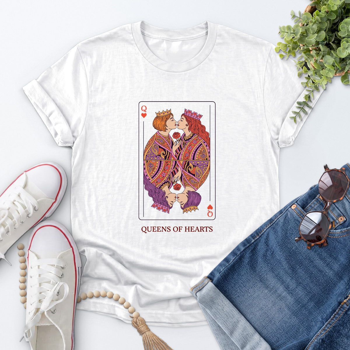 Queens Of Hearts Tee — White