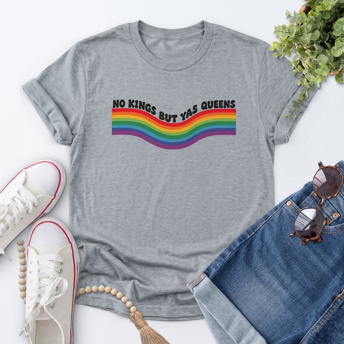 Rainbow Wave Pride Tee — Sports Gray