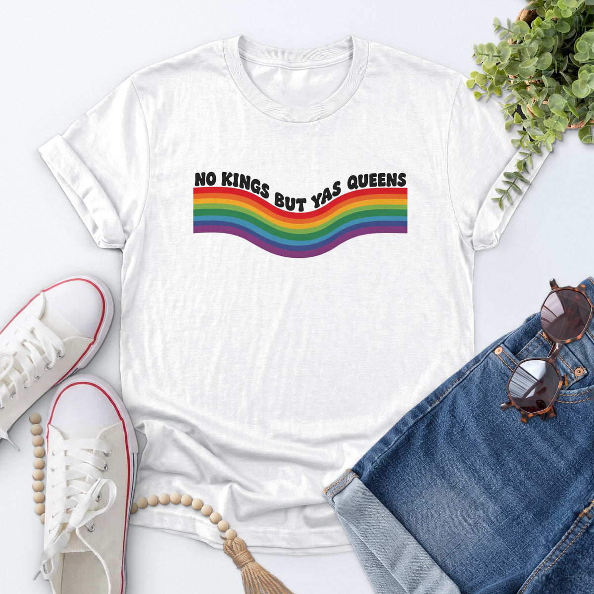 Rainbow Wave Pride Tee — White